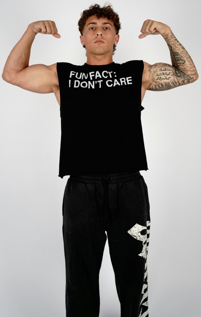 PURE BLACK SLEEVELESS SHIRT.     -F.F.I.D.C