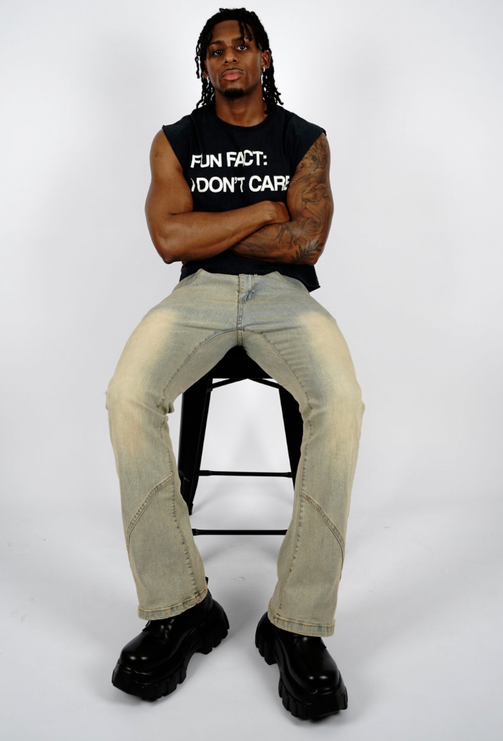 PURE BLACK SLEEVELESS SHIRT.     -F.F.I.D.C