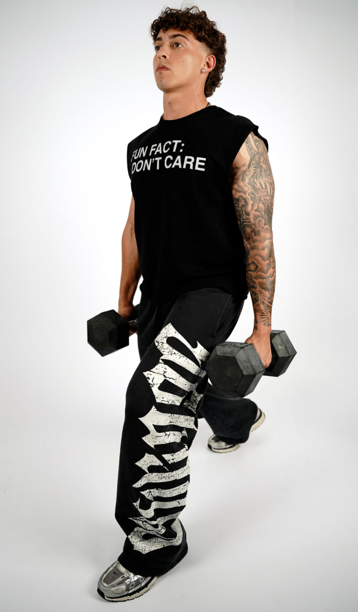 PURE BLACK SLEEVELESS SHIRT.     -F.F.I.D.C